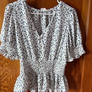 Floral Print White Top